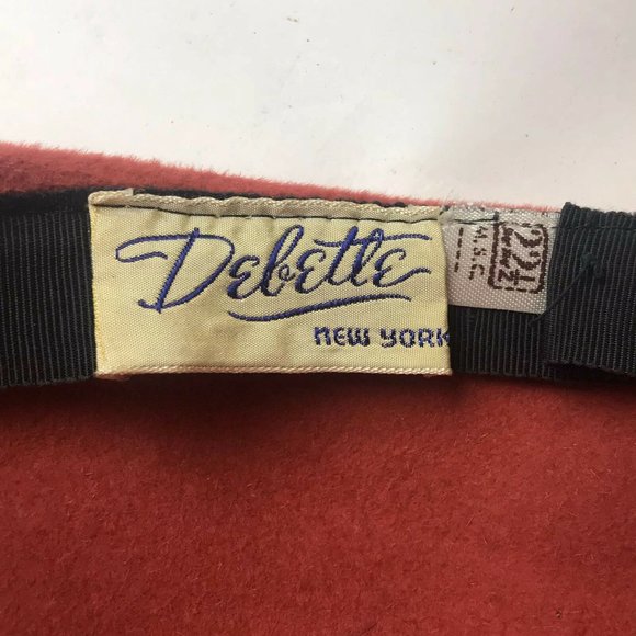 Vintage 1940s Debette Women\'s Hat Velour 22 1/2